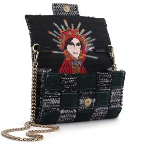 Kooreloo Black Corduroy Pixel Orbit Clutch